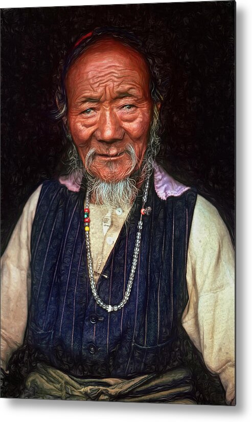 Tibetan Metal Print featuring the photograph Wisdom - Paint by Steve Harrington