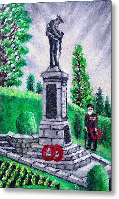 Remembrance Metal Print featuring the painting Veteran At The Cenotaph by Ronald Haber