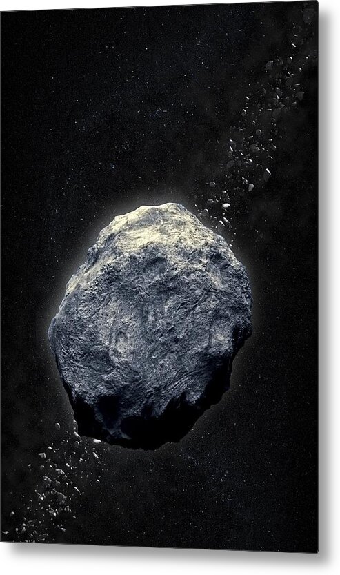 Vertical Metal Print featuring the digital art Asteroid, Artwork #1 by Andrzej Wojcicki