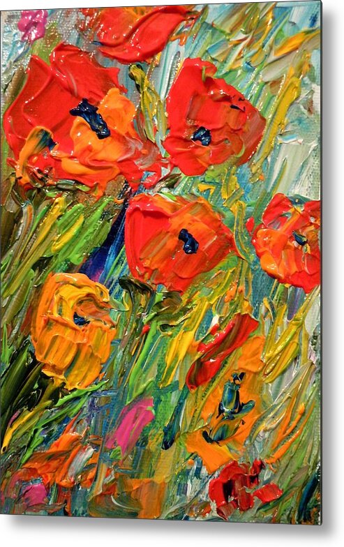 Flowers Metal Print featuring the painting Abstract Poppies by Barbara Pirkle