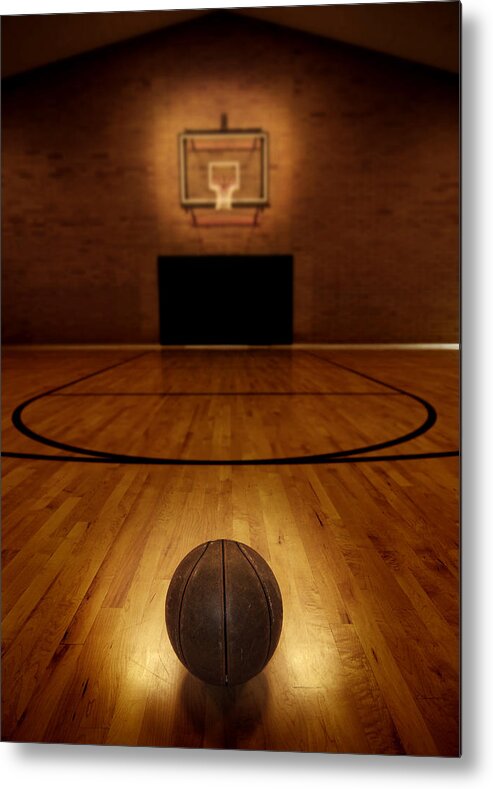 In Metal Print featuring the photograph Basketball and Basketball Court by Lane Erickson