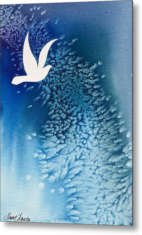 Dove Metal Print featuring the painting Blue Dove by Frank SantAgata