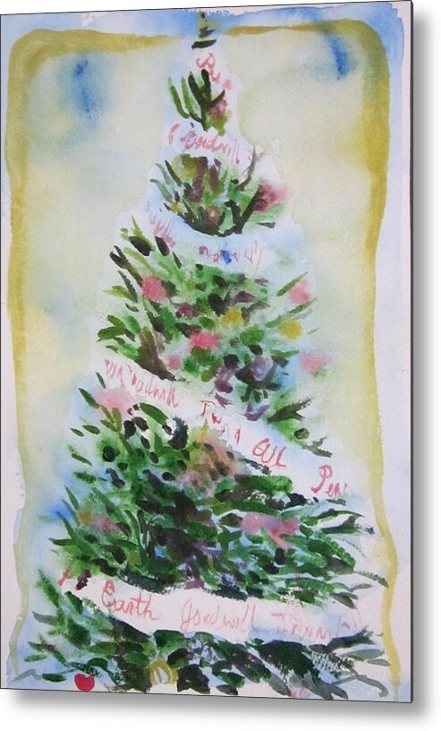 Tree Metal Print featuring the painting Christmas tree by Tilly Strauss