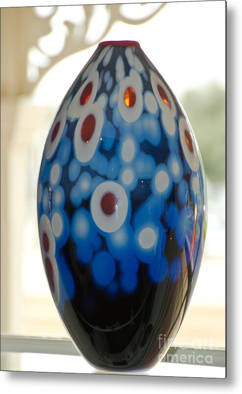 Glass Metal Print featuring the glass art Colorful Glass Vase by Yurix Sardinelly