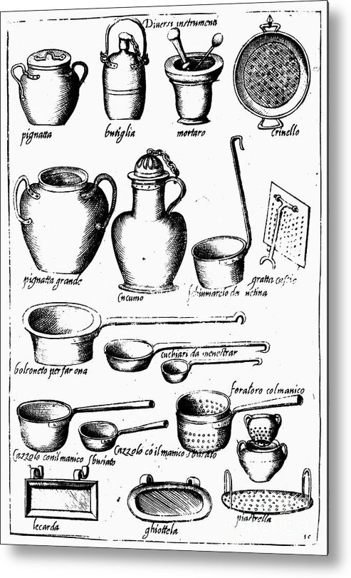 1643 Metal Print featuring the photograph Cooking Utensils, 1643 by Granger