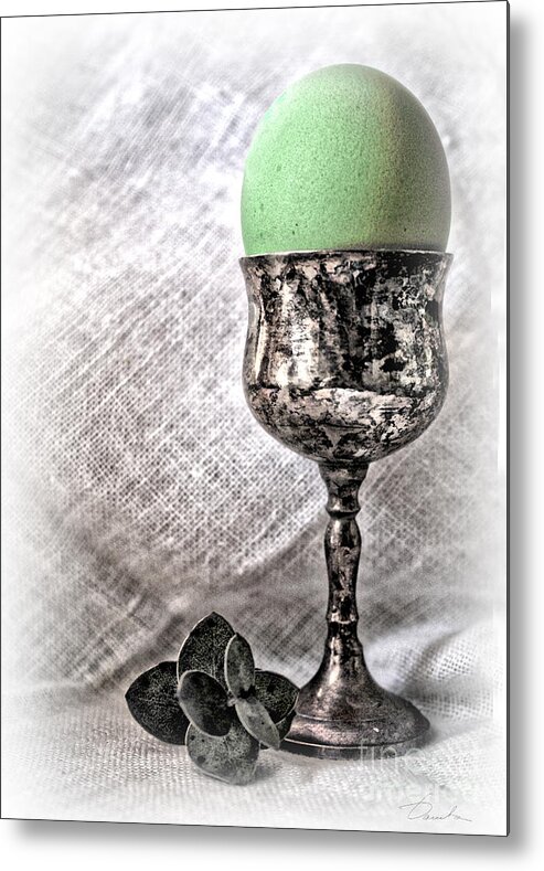 Green Colored Easter Eggs Metal Print featuring the photograph Elegant Green Easter by Danuta Bennett