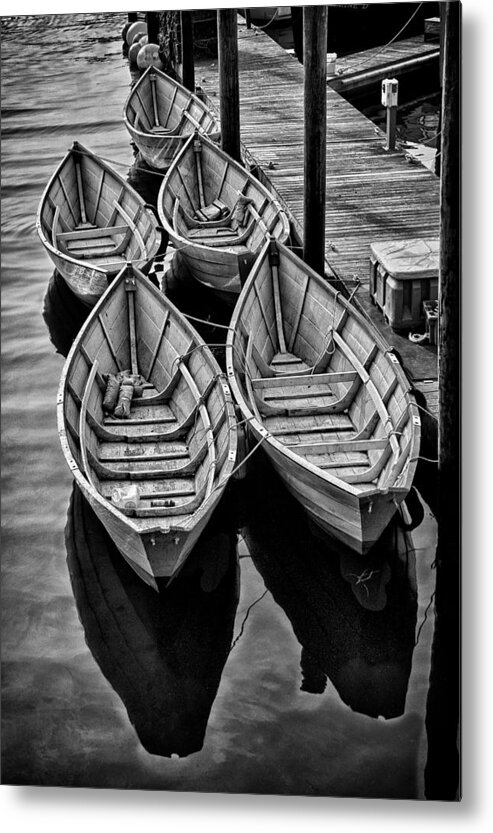Black And White Metal Print featuring the photograph Fishing Dories by Fred LeBlanc