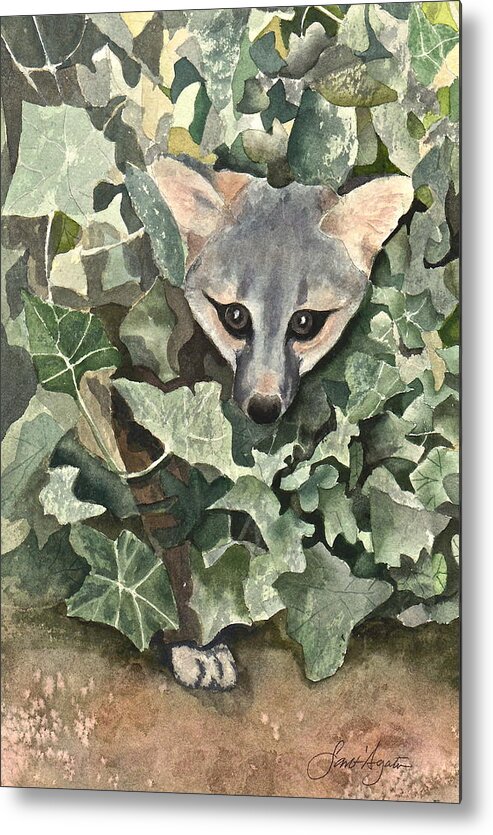 Ivy Metal Print featuring the painting Fox 'n Ivy by Frank SantAgata