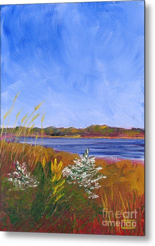 Delaware Metal Print featuring the painting Golden Delaware River by Jackie Irwin