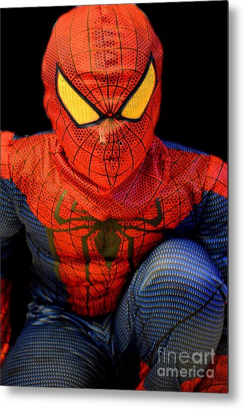 Halloween's Spiderman Metal Print featuring the photograph Halloween's Spiderman by Maria Urso