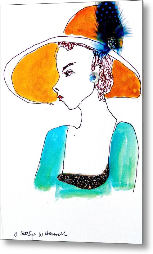 Hat Lady Metal Print featuring the painting Hat Lady 15 by Bettye Harwell