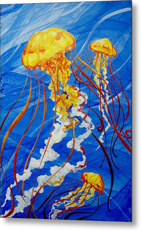 Jellyfish Metal Print featuring the painting Jellyfish by John Gibbs