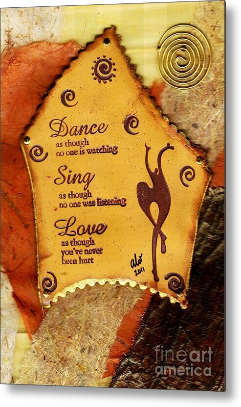 Polymer Clay Metal Print featuring the mixed media LOVE Like You've Never Been Hurt by Angela L Walker