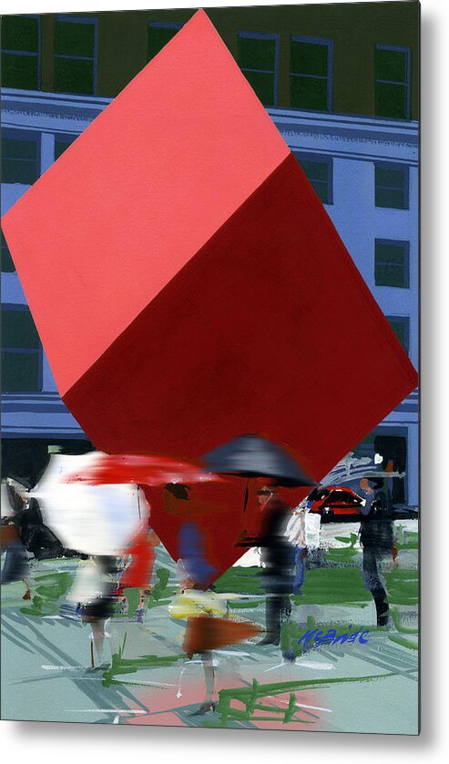 Art Metal Print featuring the painting Red Cube by Neil McBride
