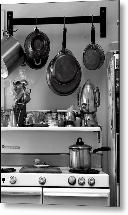 Black And White Metal Print featuring the photograph Retro Kitchen by Scott Brown