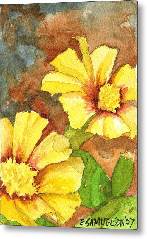 Tropical Metal Print featuring the painting Small Yellow Flowers by Eric Samuelson