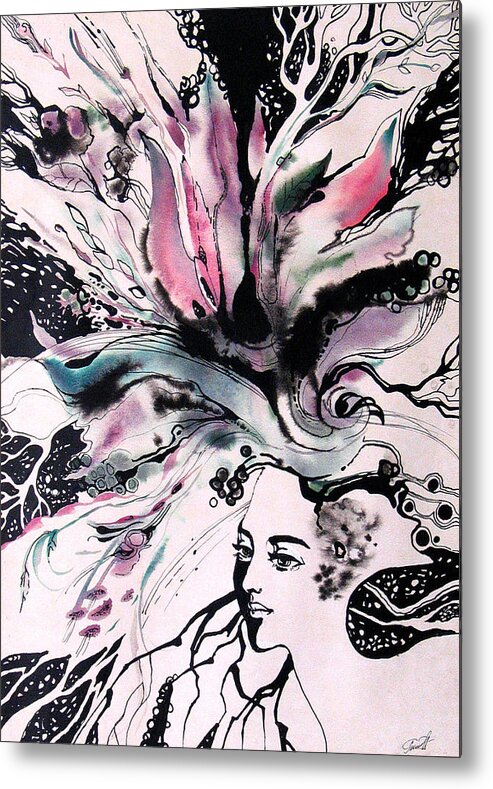 Woman Metal Print featuring the painting Spring by Valentina Plishchina