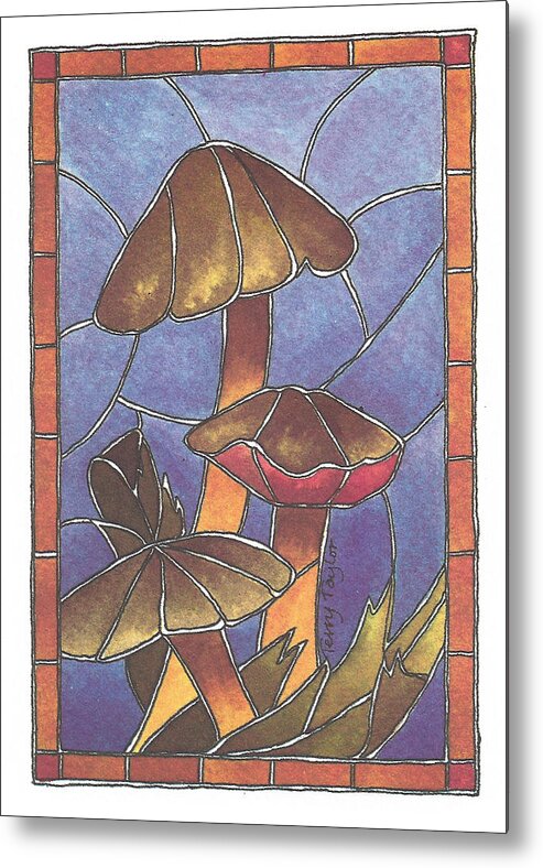Mushroom Metal Print featuring the painting Stained Glass Mushrooms by Terry Taylor