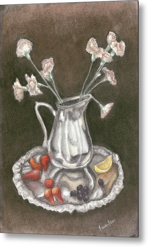 Flowers Metal Print featuring the painting The Bent Flower by Svetlana Jenkins