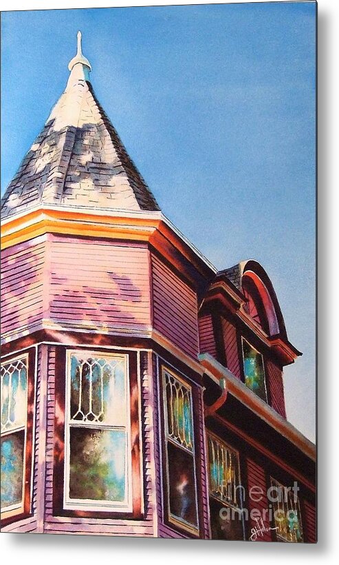 Historic Home Metal Print featuring the painting The Pink Lady by Greg and Linda Halom