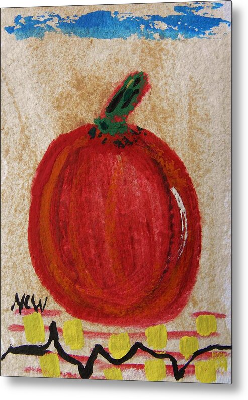 Pumpkin Metal Print featuring the painting The Red Pumpkin by Mary Carol Williams