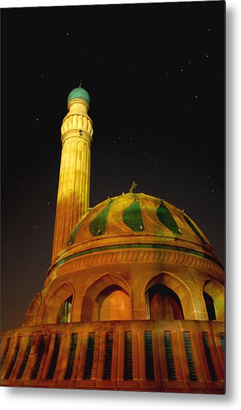 Baghdad Metal Print featuring the photograph Towering Mosque in the Night by Rick Frost