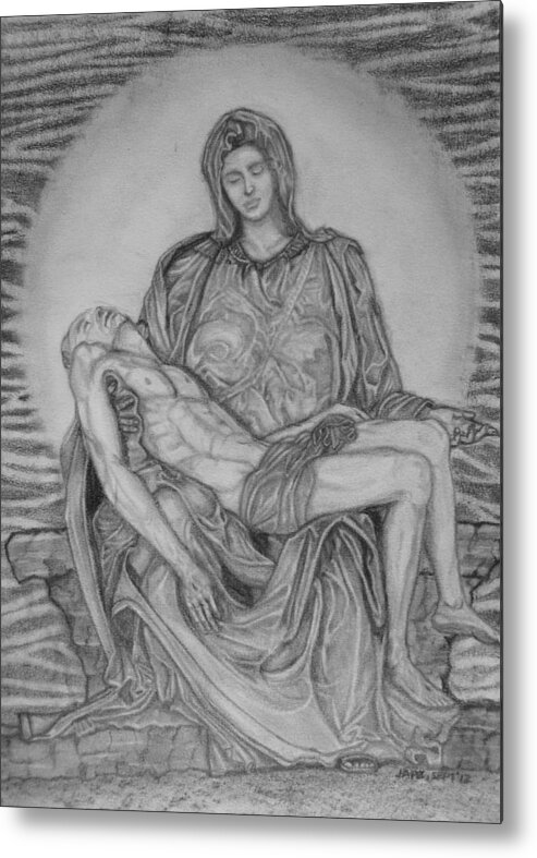 Pieta Metal Print featuring the drawing True Love by Cheppy Japz