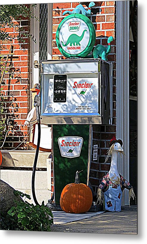 Vintage Metal Print featuring the photograph Vintage Sinclair Dino Gas Pump by Kay Novy