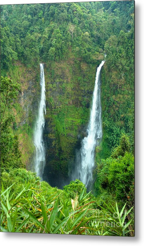 Alternative Metal Print featuring the photograph waterfall in Laos by Luciano Mortula