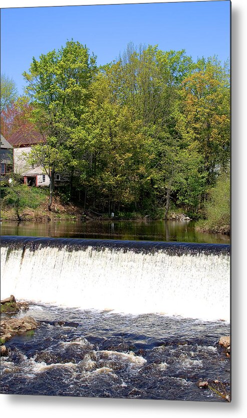 Maine Metal Print featuring the photograph Waterfall Vertical Spring by Larry Landolfi