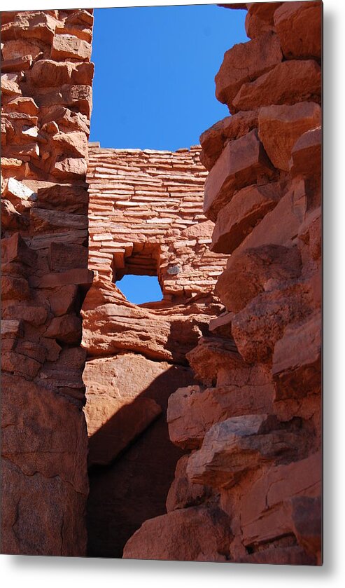 Historical Metal Print featuring the photograph Wupatki Walls and Windows by Cheryl Fecht