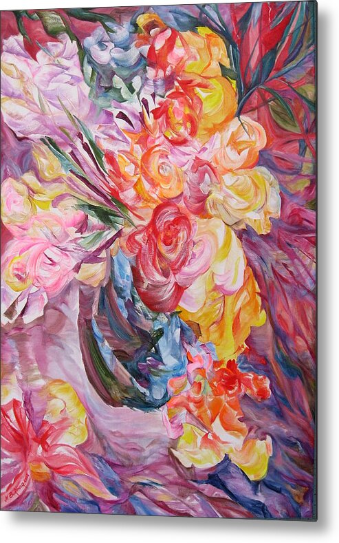 Abstract Metal Print featuring the painting My bouquet by Maya Bukhina
