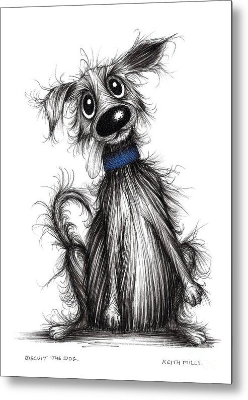 Biscuit Metal Print featuring the drawing Biscuit the dog #1 by Keith Mills