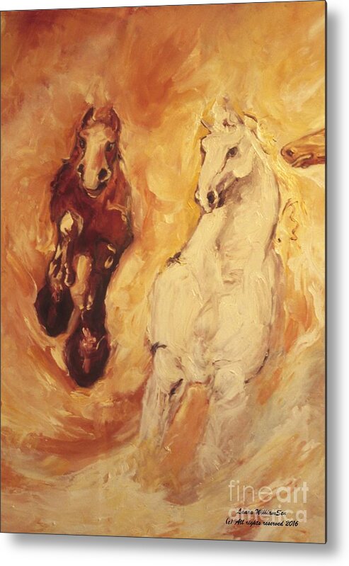 Horses Metal Print featuring the painting BRINGERS OF THE DAWN Section of Mural #1 by Laara WilliamSen