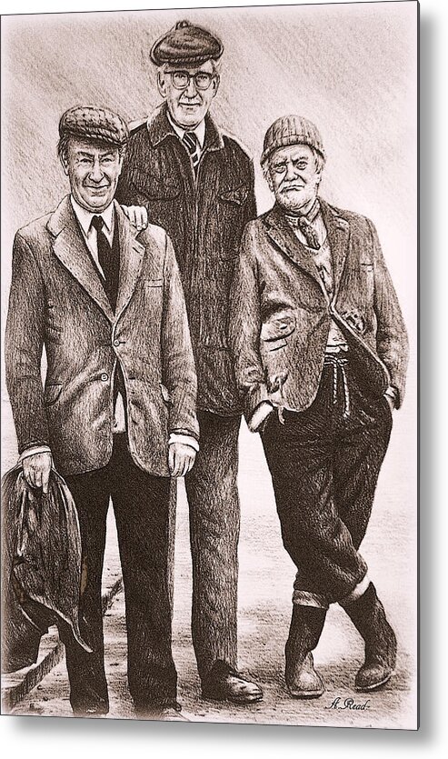 Last Of The Summer Wine Metal Print featuring the drawing Compo Clegg and Foggy #1 by Andrew Read