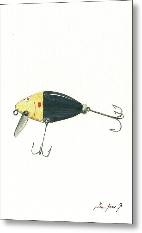 Fishing Lure Metal Print featuring the painting Fishing lure #1 by Juan Bosco