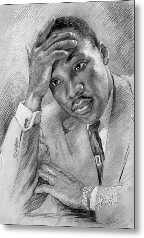 Martin Luther King Jr Metal Print featuring the drawing Martin Luther King Jr by Ylli Haruni