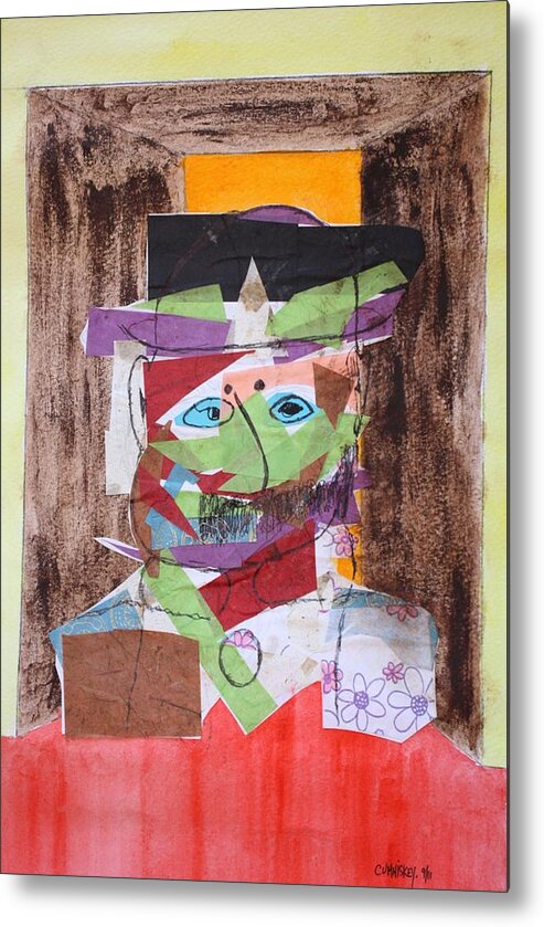 Collage Metal Print featuring the painting Mr Leopold Bloom #1 by Roger Cummiskey