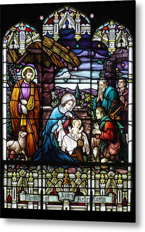 Nativity Metal Print featuring the photograph Nativity Stained Glass #1 by Munir Alawi