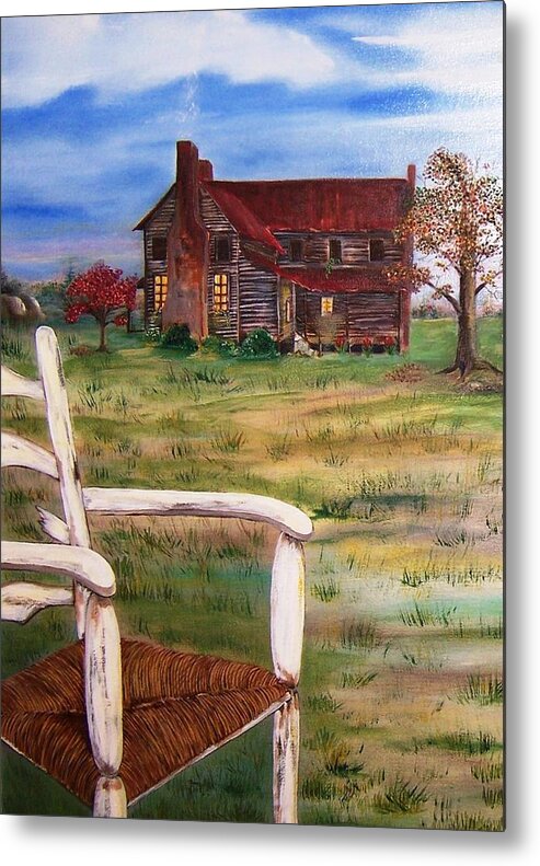 Landscape Metal Print featuring the painting Old Home #1 by Penny Everhart