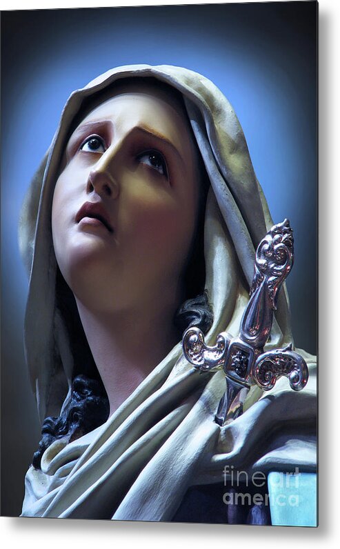 Holy Pictures Metal Print featuring the digital art Our Lady of Sorrows #1 by Richard Faenza