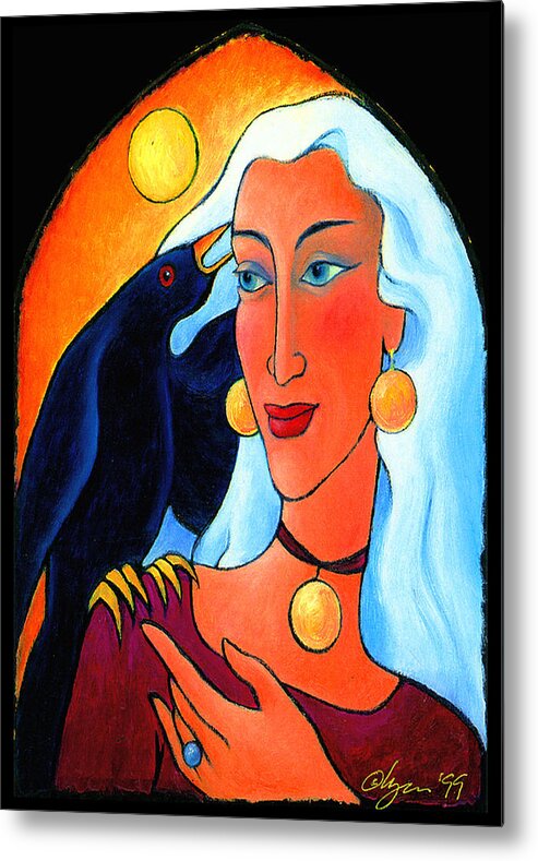 T Metal Print featuring the painting Raven Speaks #1 by Angela Treat Lyon