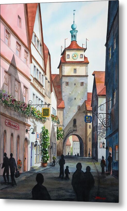 Tower Metal Print featuring the painting Rothenburg Tower by Joseph Burger