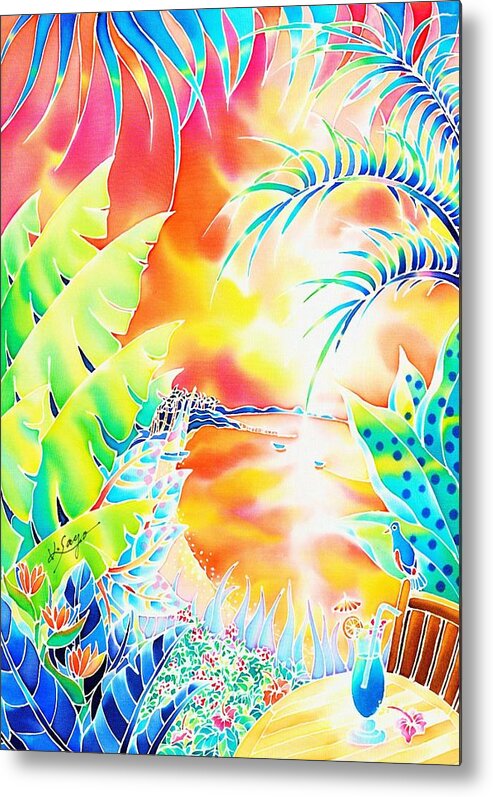 Sunset Metal Print featuring the painting Sunset cocktail by Hisayo OHTA