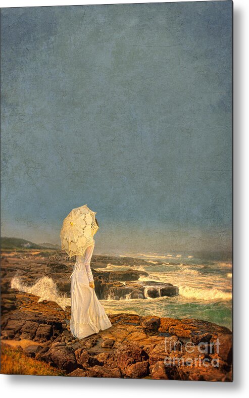 Walking Metal Print featuring the photograph Victorian Lady by the Sea #1 by Jill Battaglia