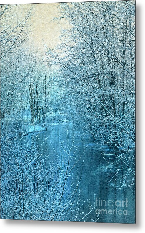 Blue Metal Print featuring the photograph Winter River #1 by Svetlana Sewell