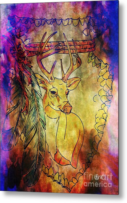 Young Buck Metal Print featuring the mixed media Young Buck #1 by Maria Urso