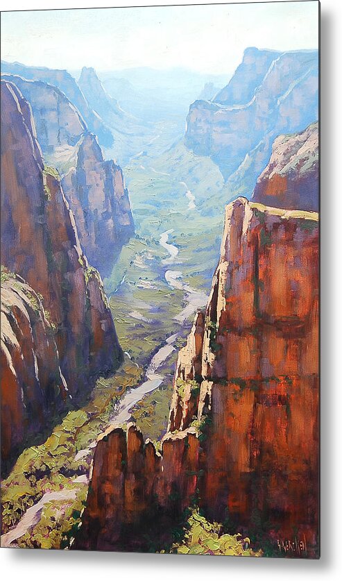 Paintings Metal Print featuring the painting Zion Canyon by Graham Gercken