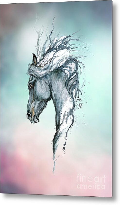 Horse Metal Print featuring the digital art Aqua horse #2 by Ang El