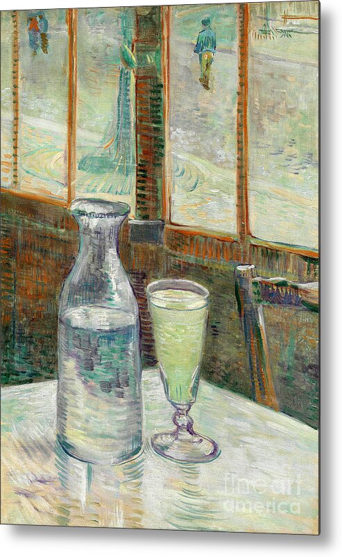 Vincent Van Gogh Metal Print featuring the painting Cafe Table with Absinthe 1887 by Art Anthology